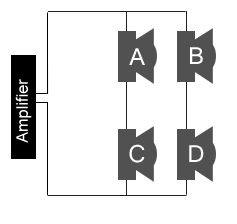 4 Speakers in a Series and Parallel configuration
